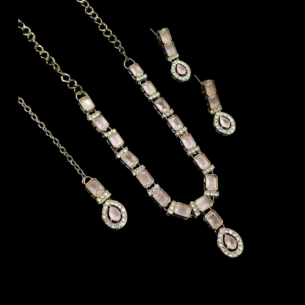 NAFJ Glamorous Crystal Stone Designer Necklace Set