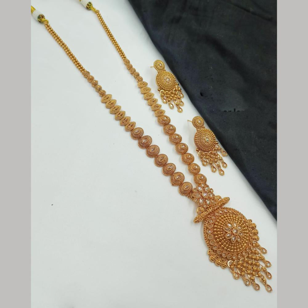 NAFJ Elegant Crystal Stone Long Necklace Set for Women
