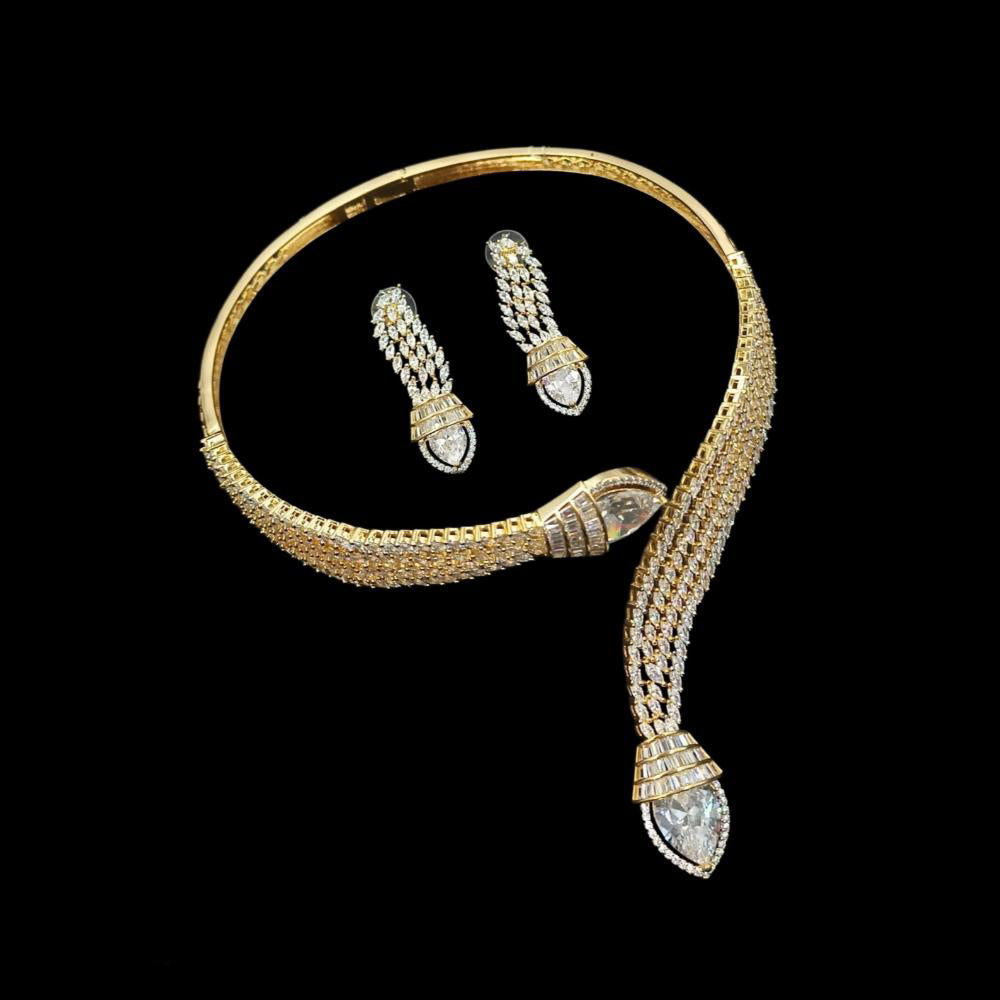NAFJ Glamorous Crystal Stone Designer Necklace Set