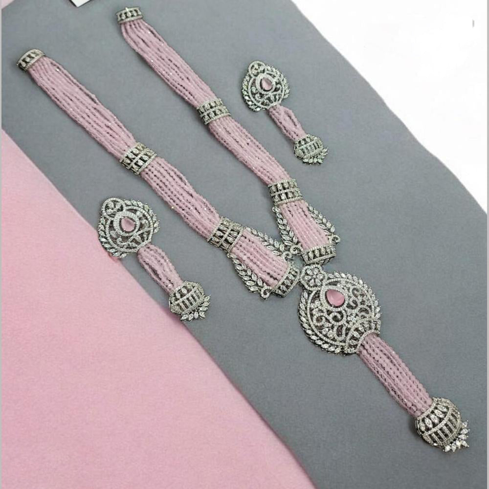 NAFJ Luxury Crystal Stone And Pearl Necklace Set for Women