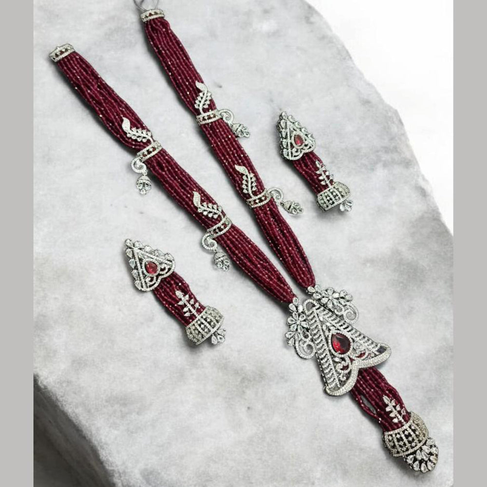 NAFJ Luxury Crystal Stone And Pearl Necklace Set for Women