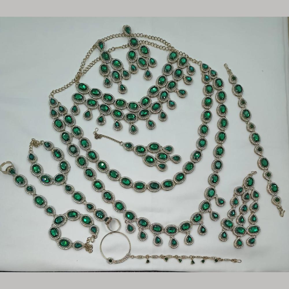 NAFJ Grand Crystal Stone And Austrian Stone Pearl And Beads Dreamy Bridal Set