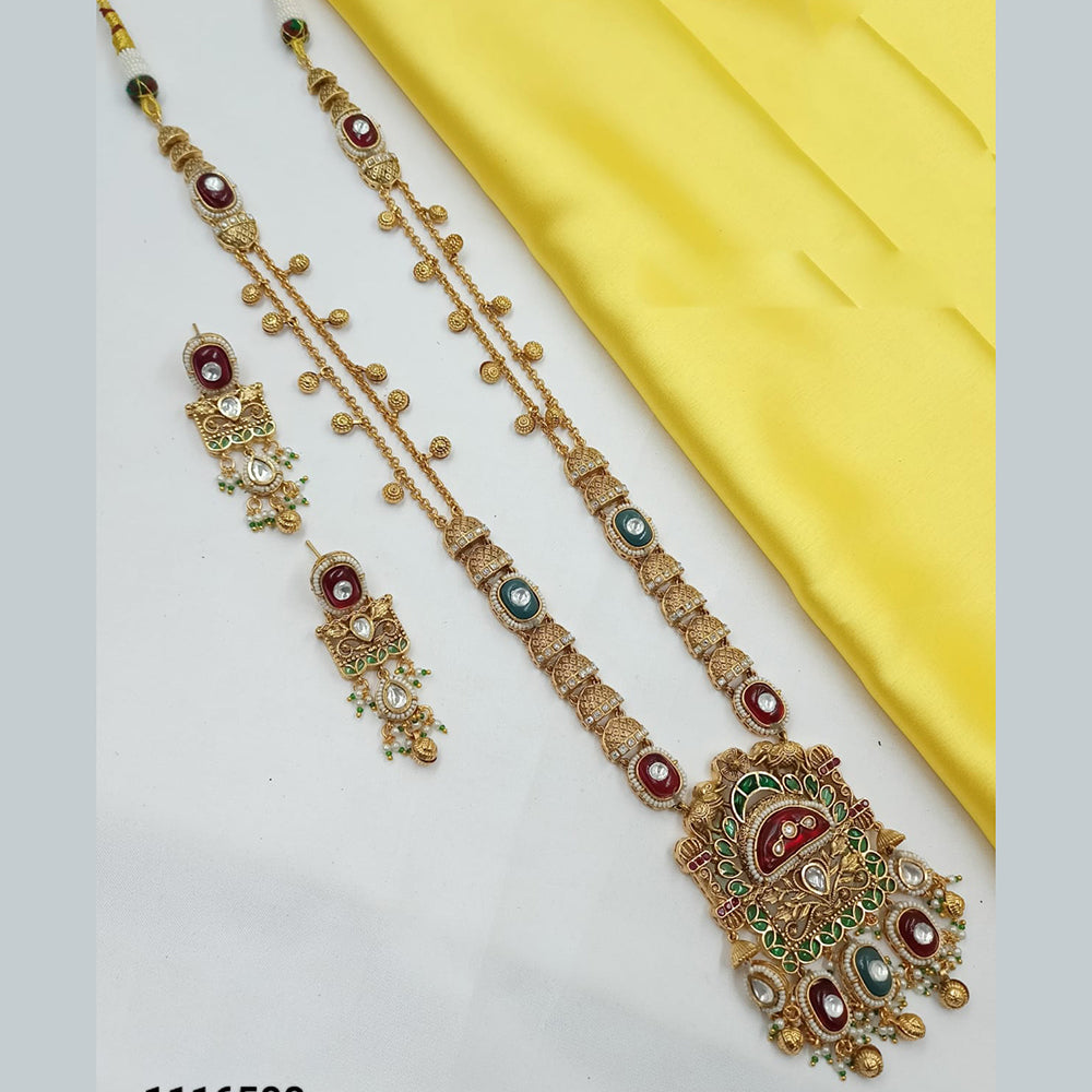 NAFJ Elegant Pota Stone And Pearl Long Necklace Set