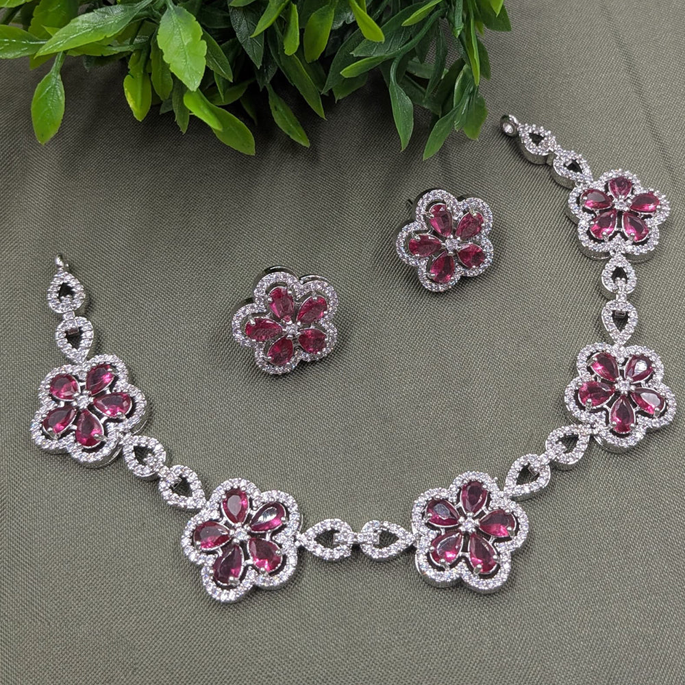 NAFJ Sparkling American Daimonds For Modern Elegance Necklace Set