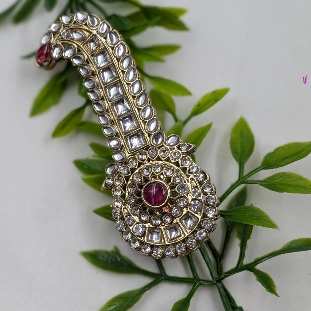 NAFJ Royal Groom Kundan Stone Brooch For Men Kalangi (Safa \ Padgdi)