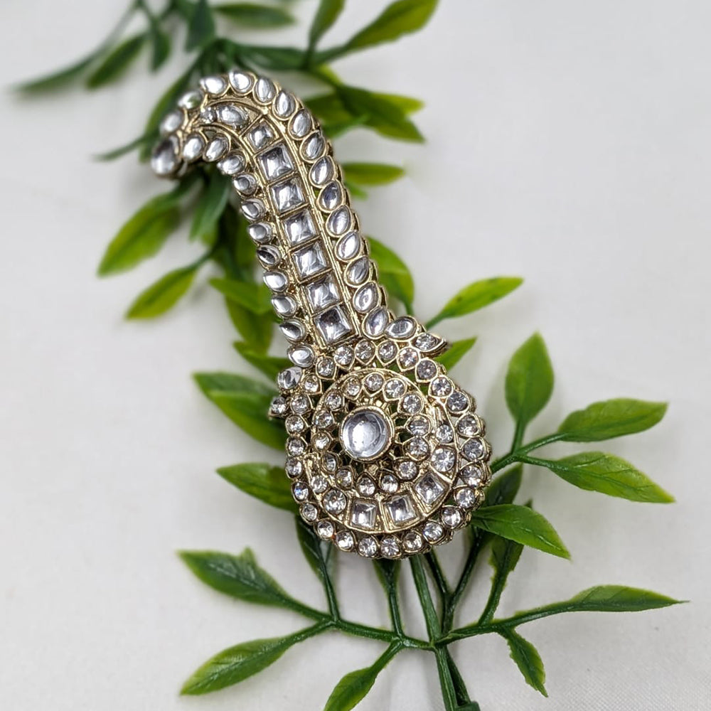 NAFJ Royal Groom Kundan Stone Brooch For Men Kalangi (Safa \ Padgdi)