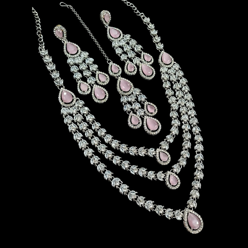 NAFJ Sparkling American Daimonds For Modern Elegance Necklace Set