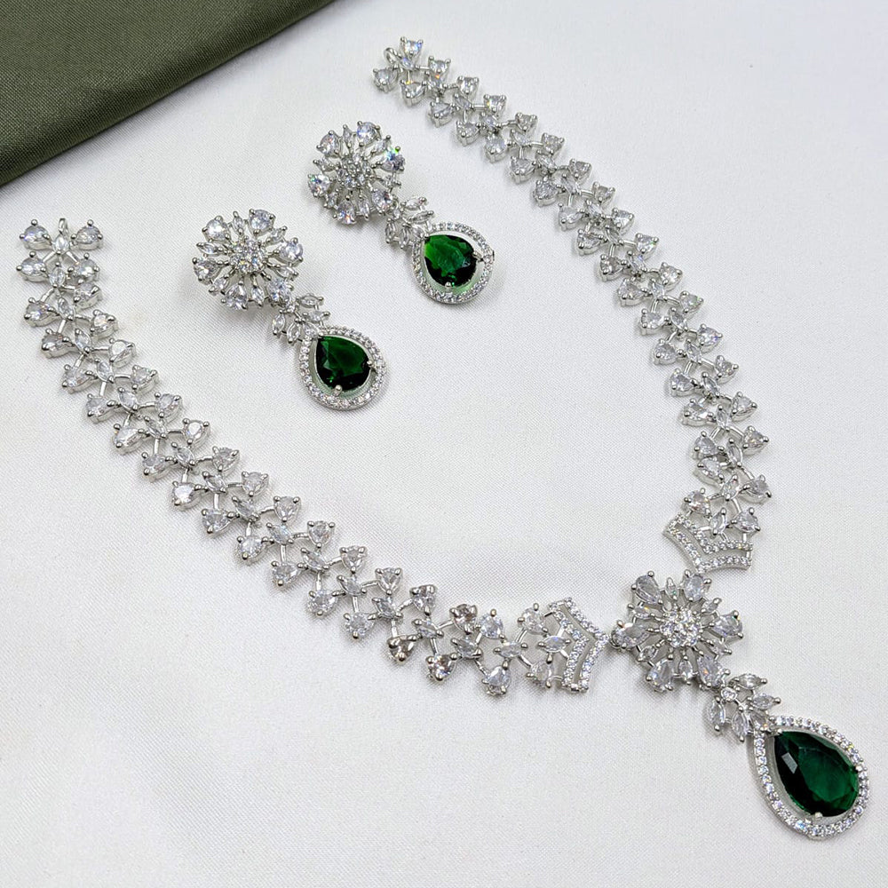 NAFJ Silver Plated American Daimonds For Modern Elegance Necklace Set