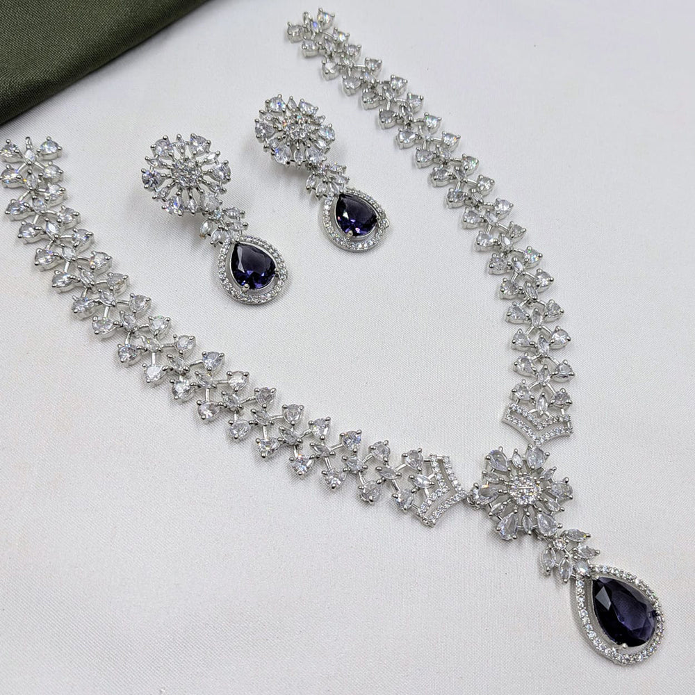 NAFJ Silver Plated American Daimonds For Modern Elegance Necklace Set