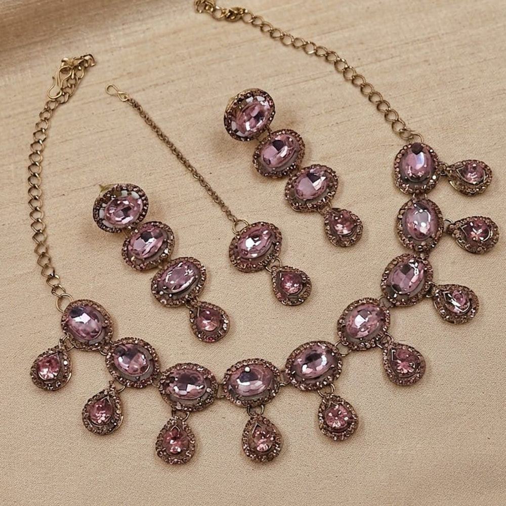 NAFJ Trendy Crystal Stone Necklace Set