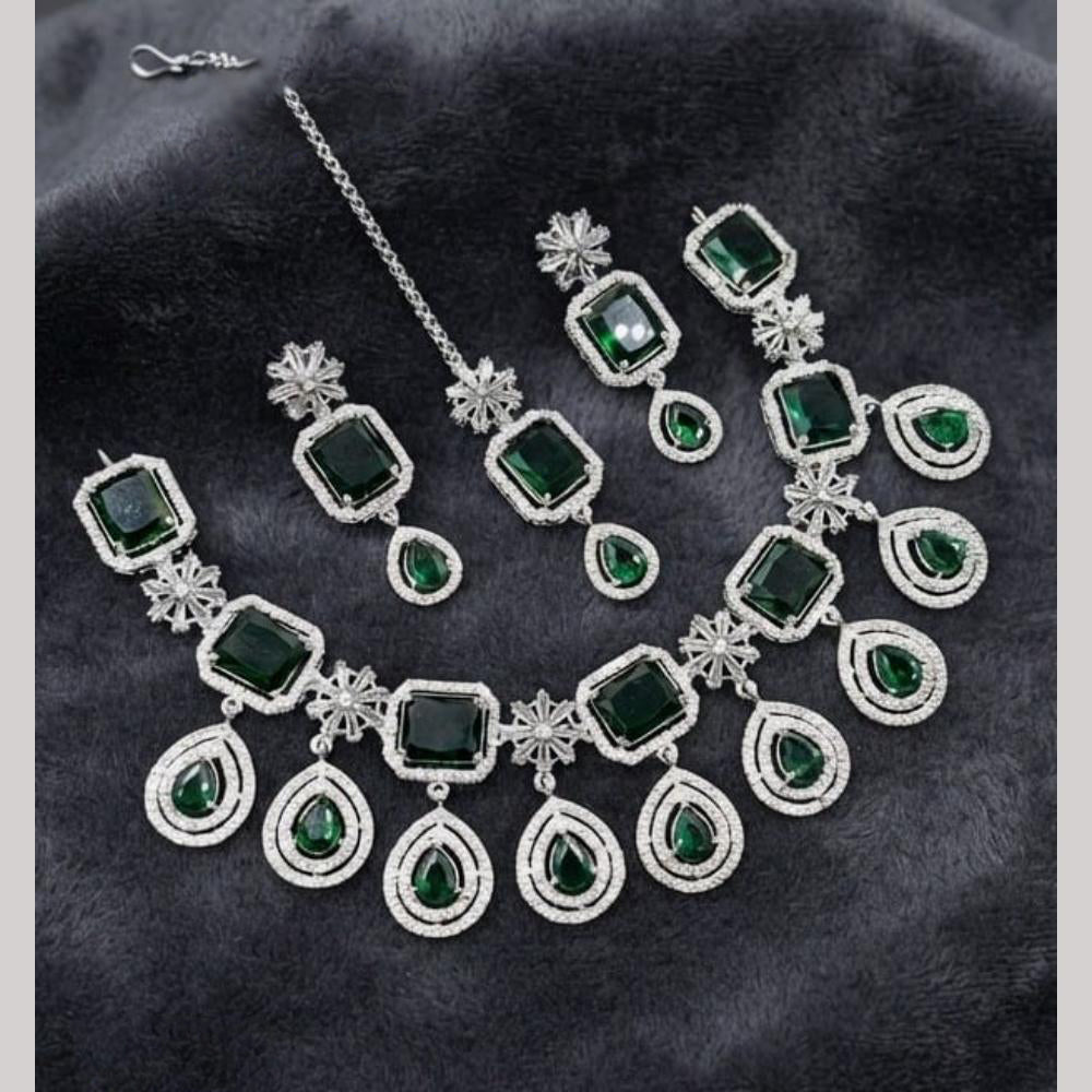 NAFJ Royal American Daimond Necklace Set With Maang Tikka