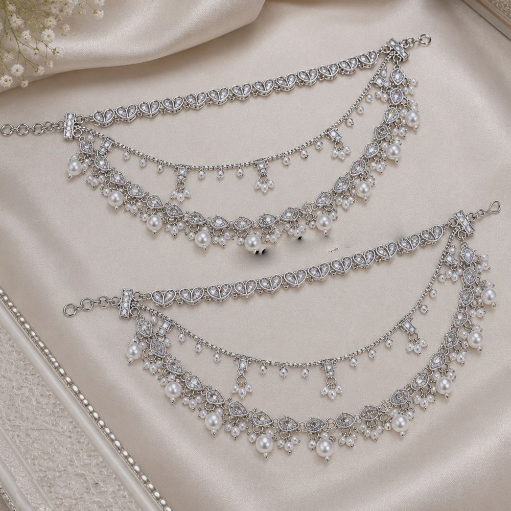 NAFJ Elegant Crystal Stone And Pearl Kanchain
