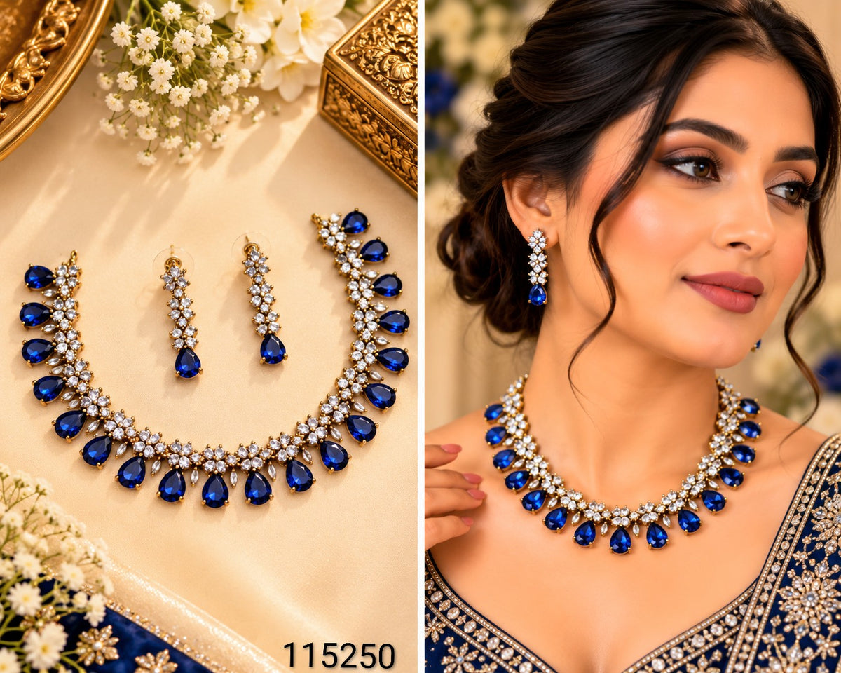 NAFJ Glamorous Crystal Stone Necklace Set