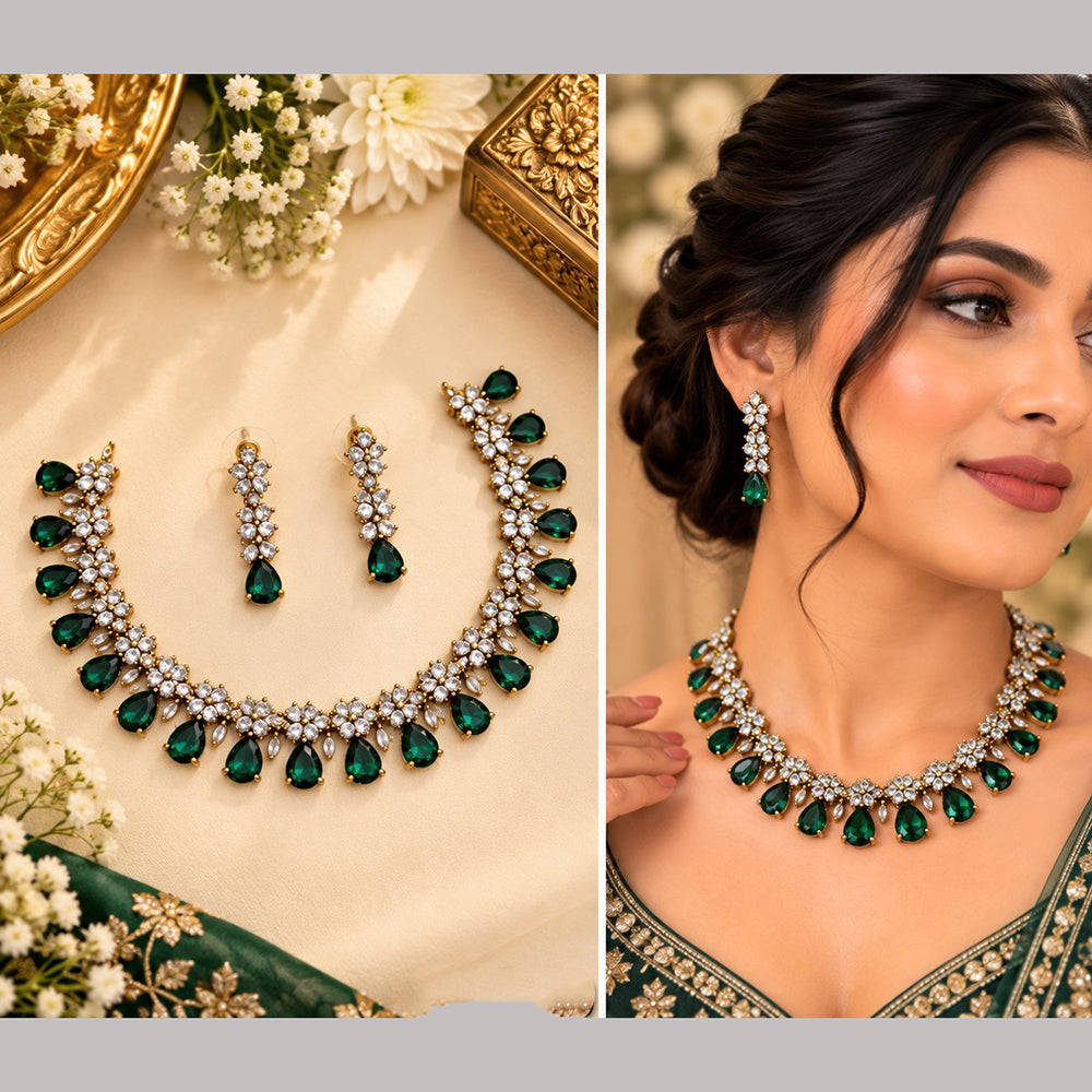 NAFJ Glamorous Crystal Stone Necklace Set