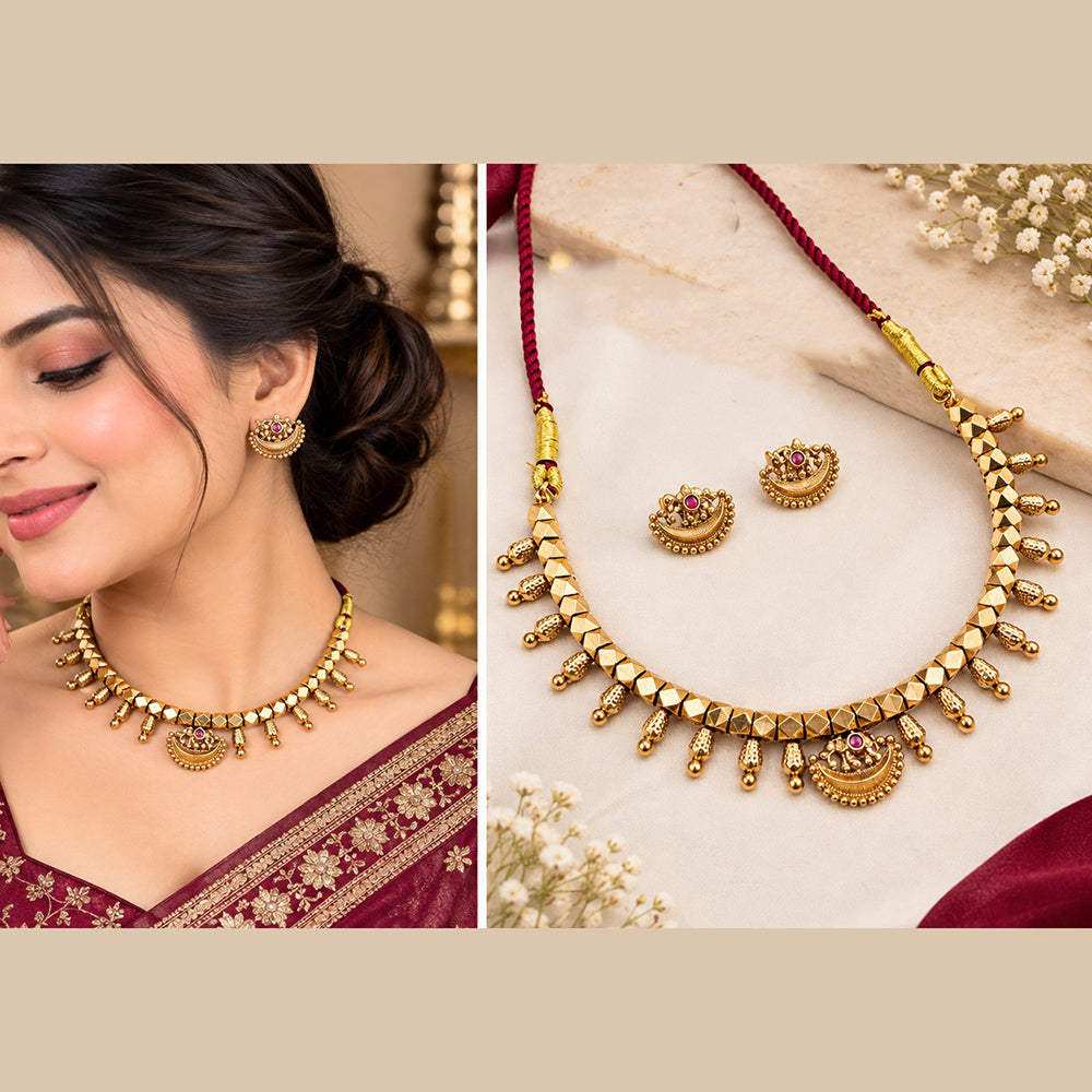 NAFJ Elegant Pota Stone Choker Necklace Set