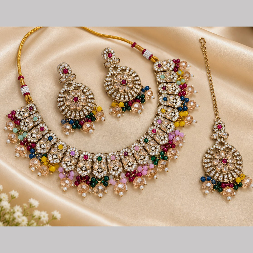 NAFJ Glamorous Crystal Stone And Beads Necklace Set