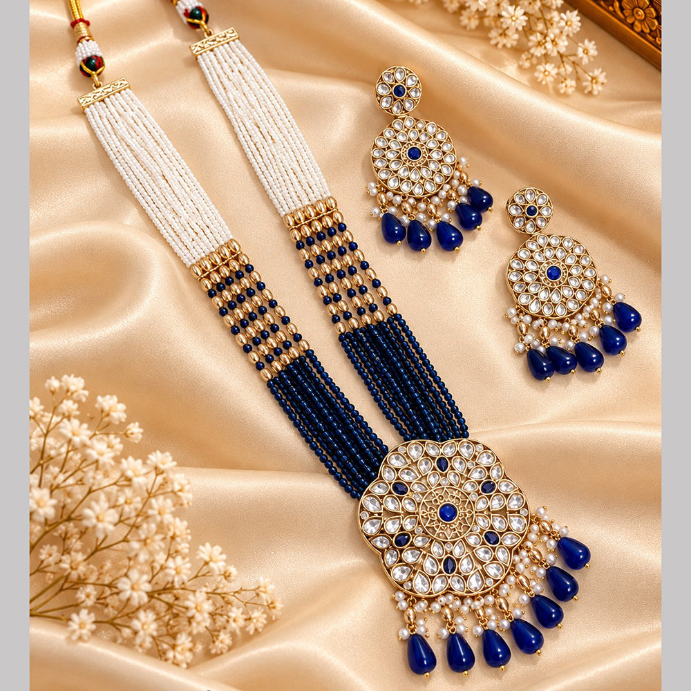 NAFJ Graceful Polki Kundan Stone And Pearl Necklace Set