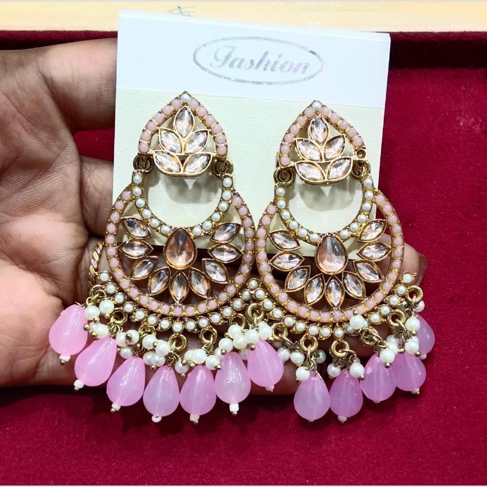 Bhagwati Bangles Gold Plated Crystal Stone And Beads Dangler Earrings