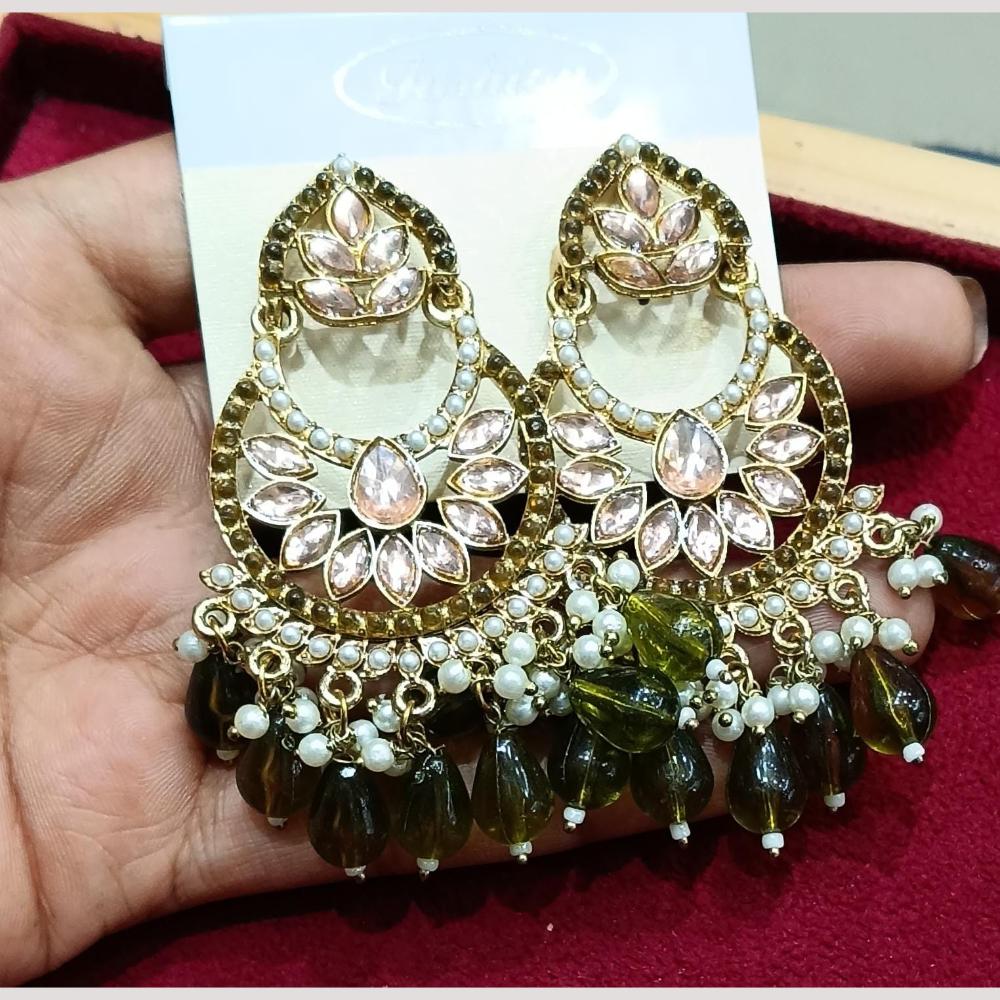 Bhagwati Bangles Gold Plated Crystal Stone And Beads Dangler Earrings