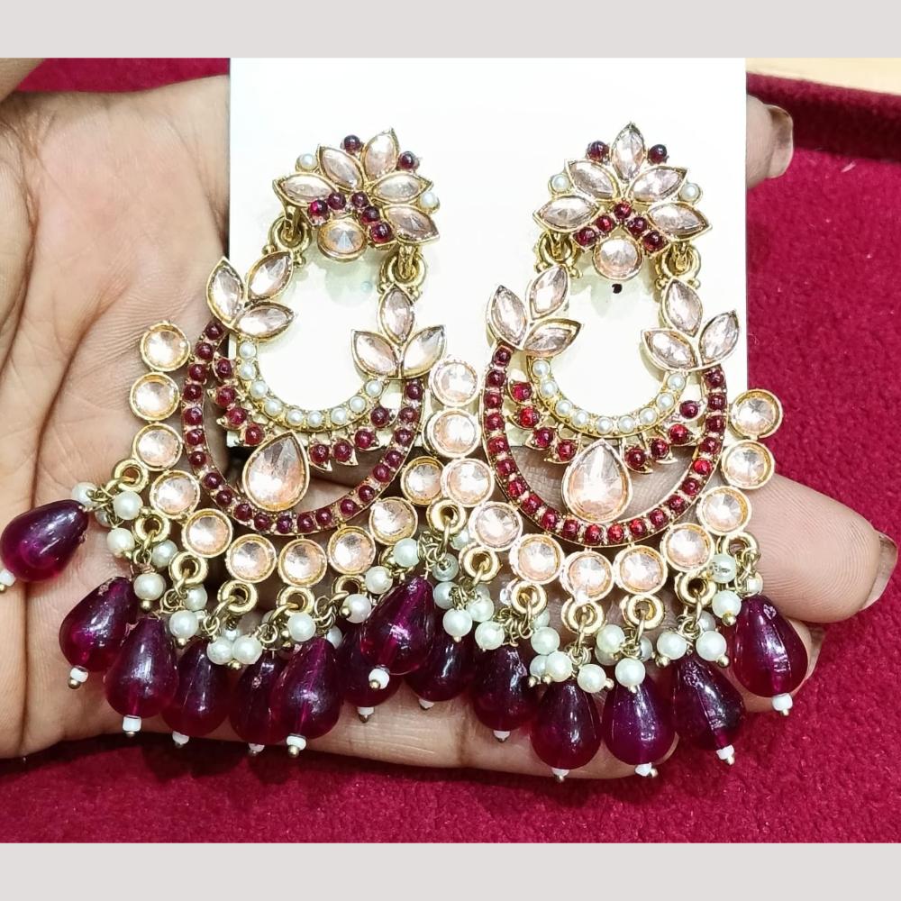Bhagwati Bangles Gold Plated Crystal Stone And Beads Dangler Earrings