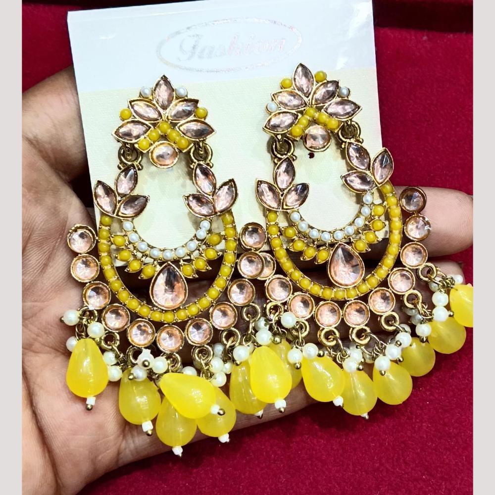Bhagwati Bangles Gold Plated Crystal Stone And Beads Dangler Earrings