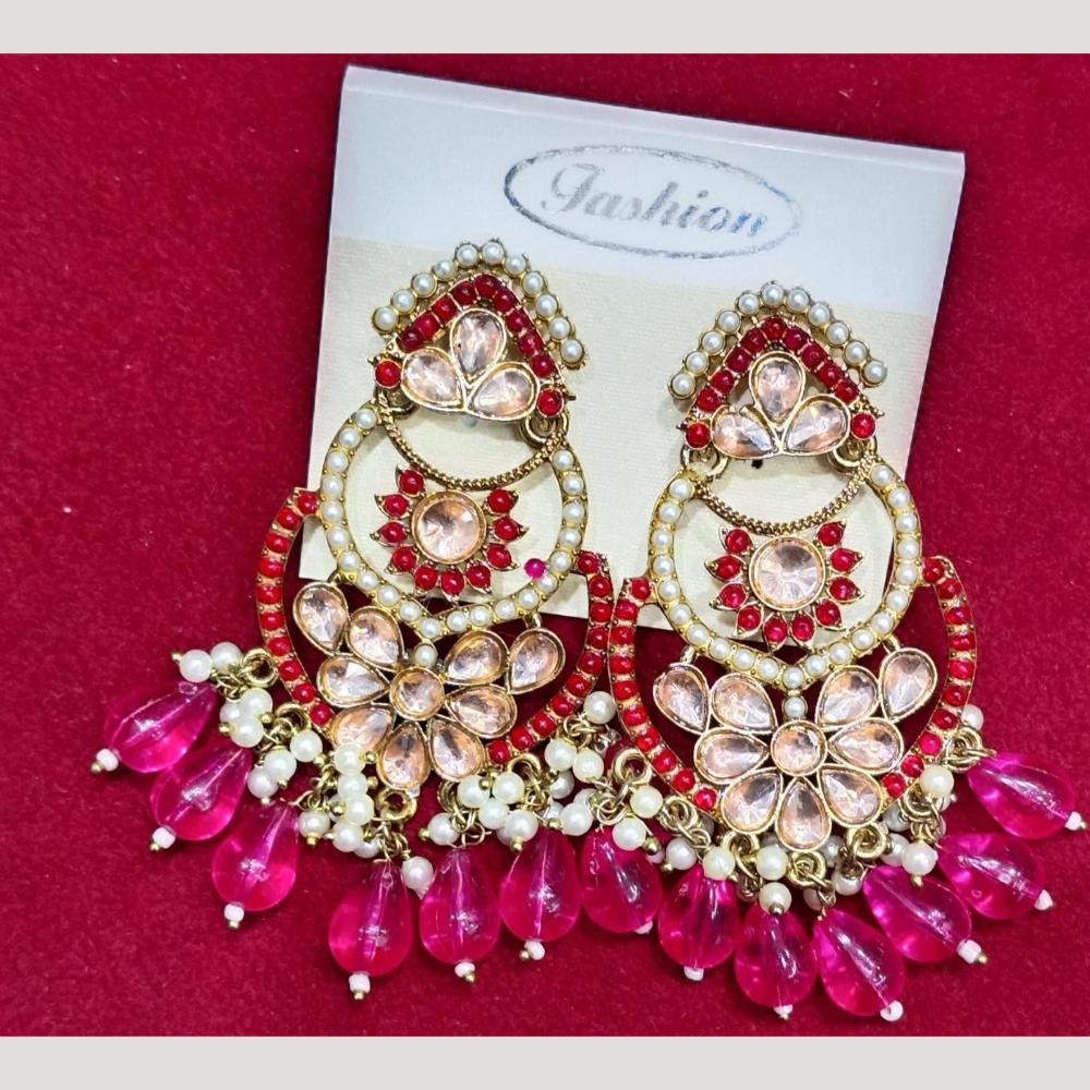 Bhagwati Bangles Gold Plated Crystal Stone And Beads Dangler Earrings