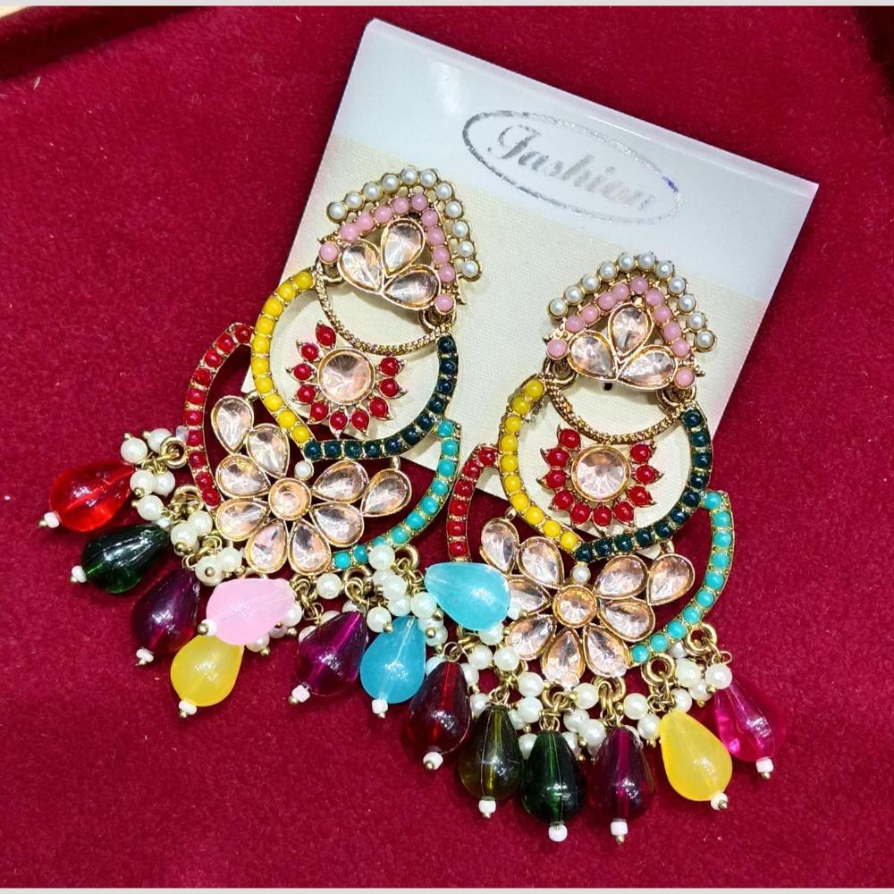 Bhagwati Bangles Gold Plated Crystal Stone And Beads Dangler Earrings