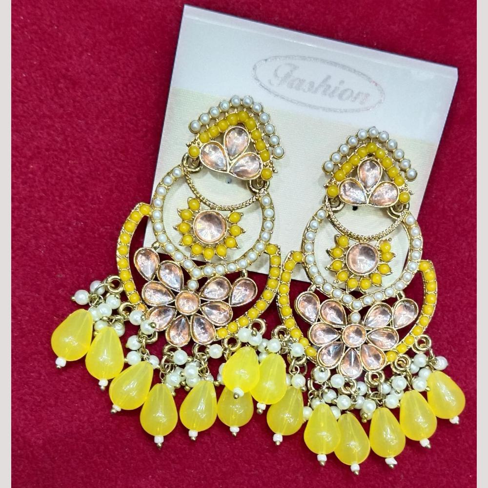 Bhagwati Bangles Gold Plated Crystal Stone And Beads Dangler Earrings