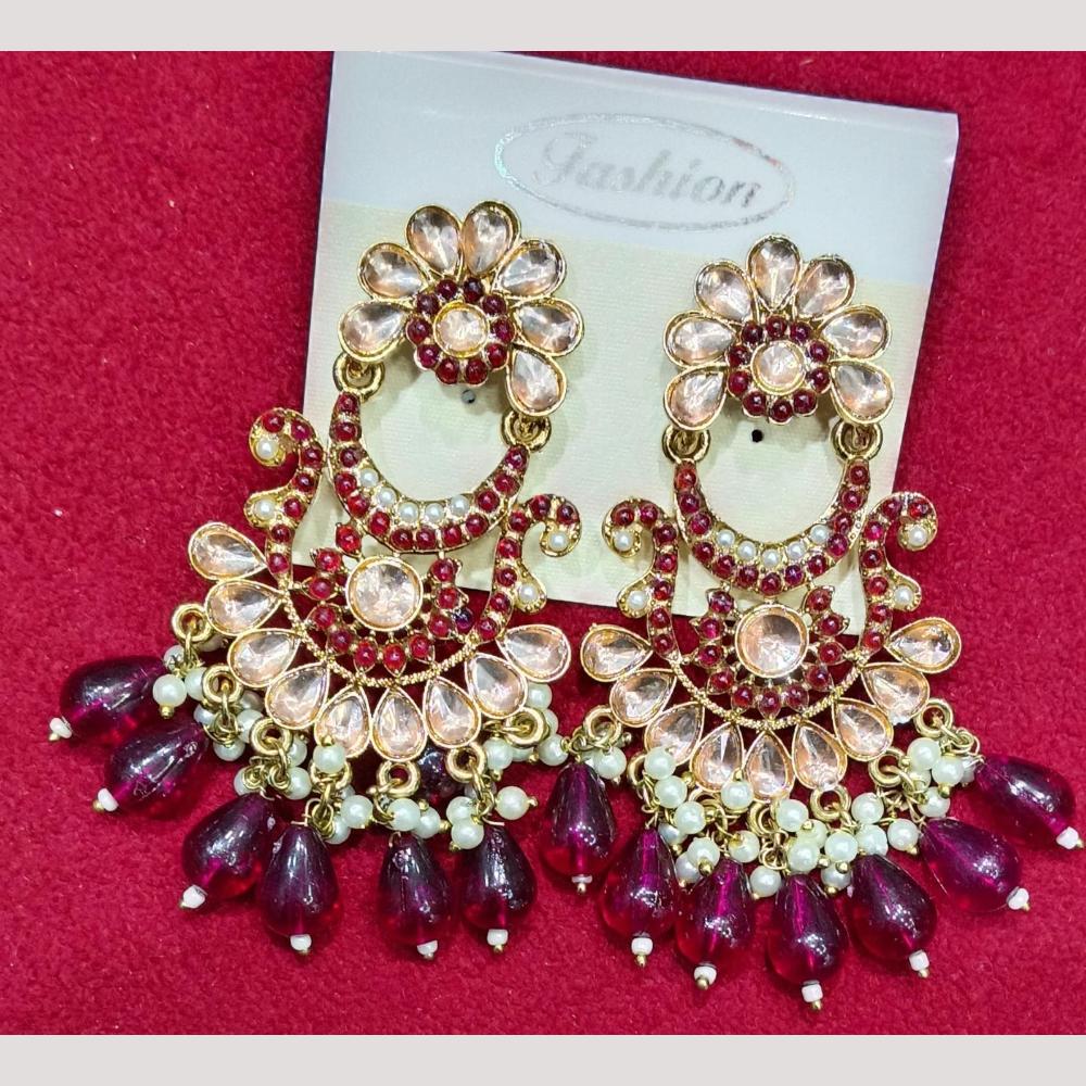 Bhagwati Bangles Gold Plated Crystal Stone And Beads Dangler Earrings