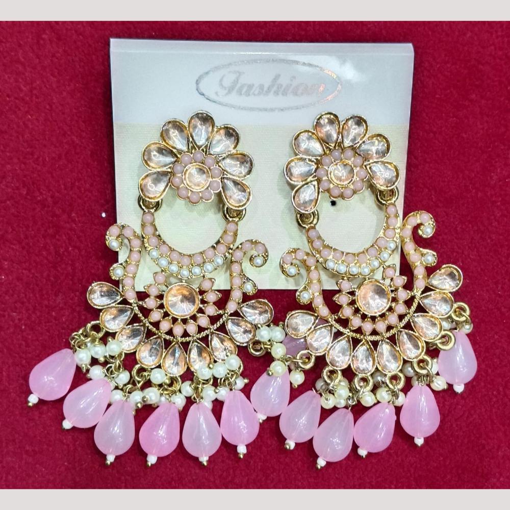 Bhagwati Bangles Gold Plated Crystal Stone And Beads Dangler Earrings
