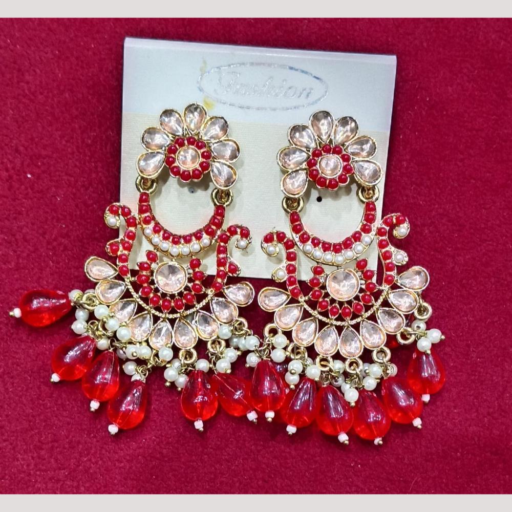 Bhagwati Bangles Gold Plated Crystal Stone And Beads Dangler Earrings
