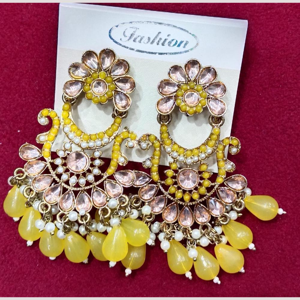Bhagwati Bangles Gold Plated Crystal Stone And Beads Dangler Earrings
