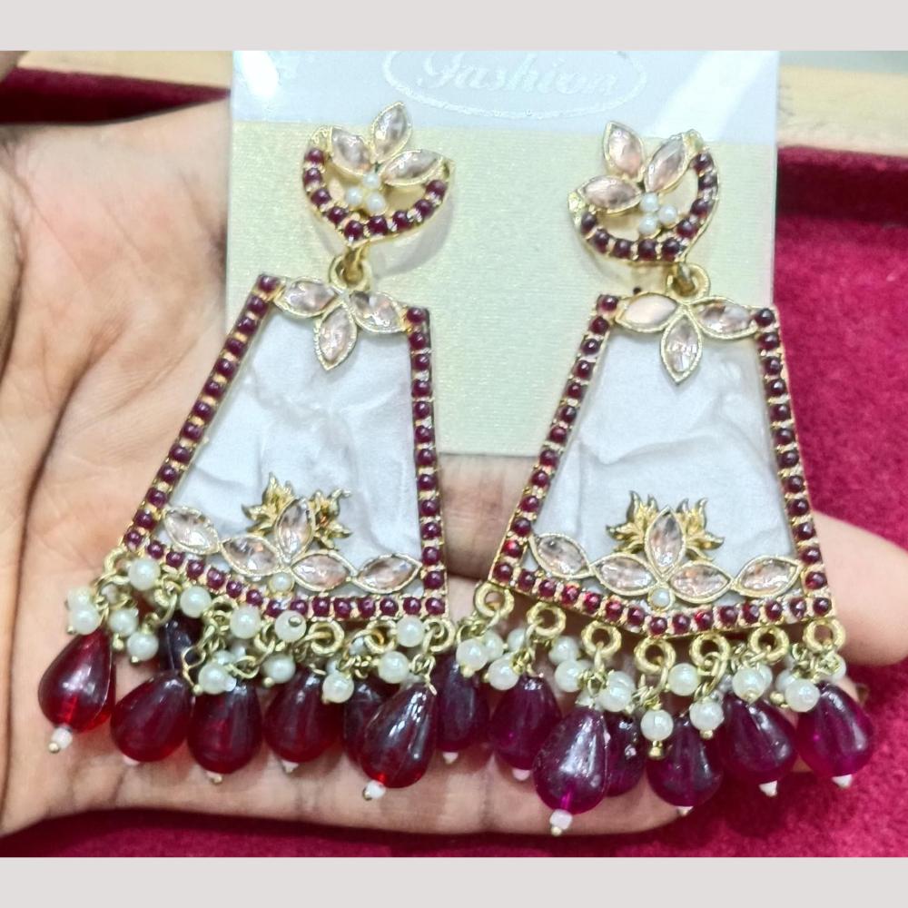 Bhagwati Bangles Gold Plated Crystal Stone And Beads Dangler Earrings