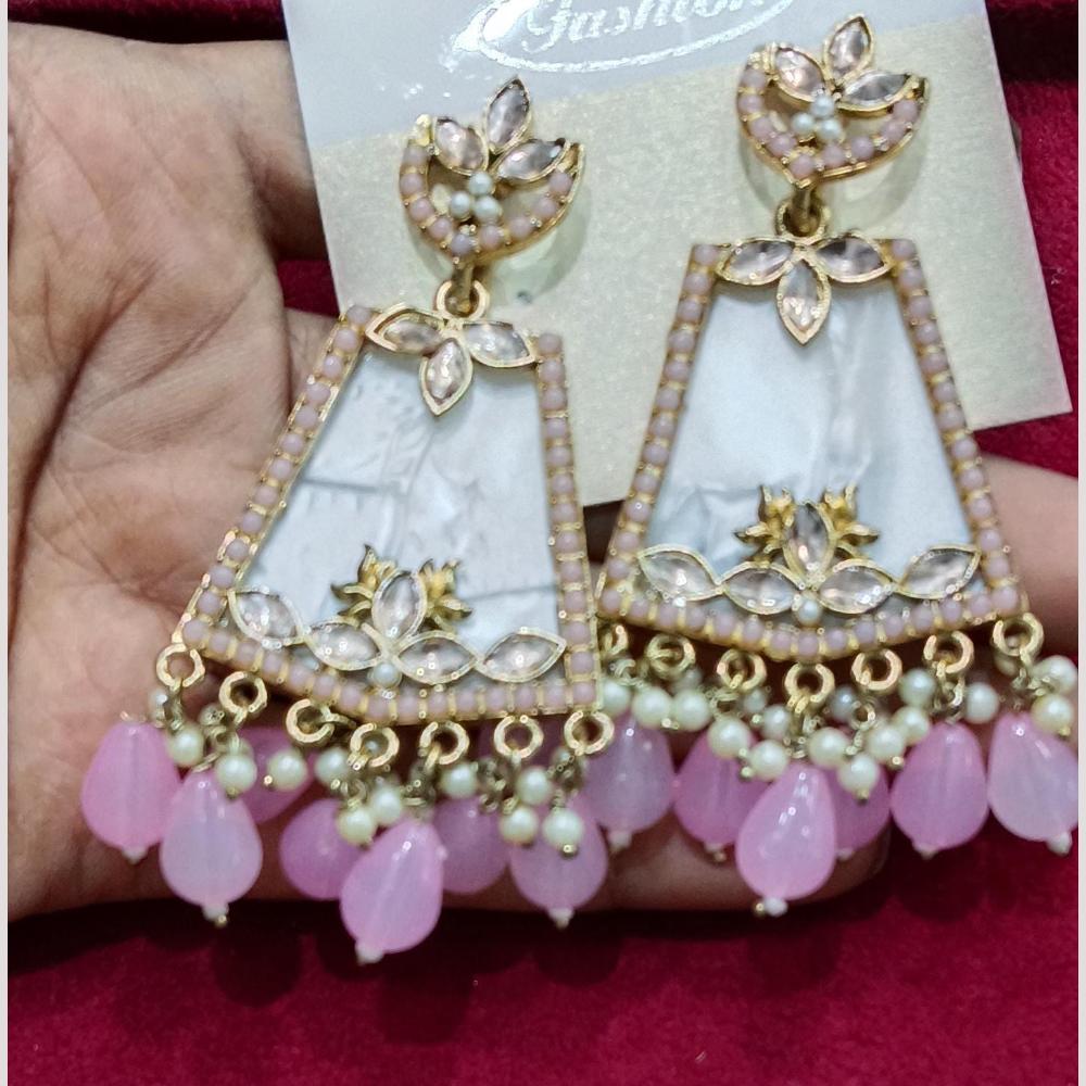 Bhagwati Bangles Gold Plated Crystal Stone And Beads Dangler Earrings