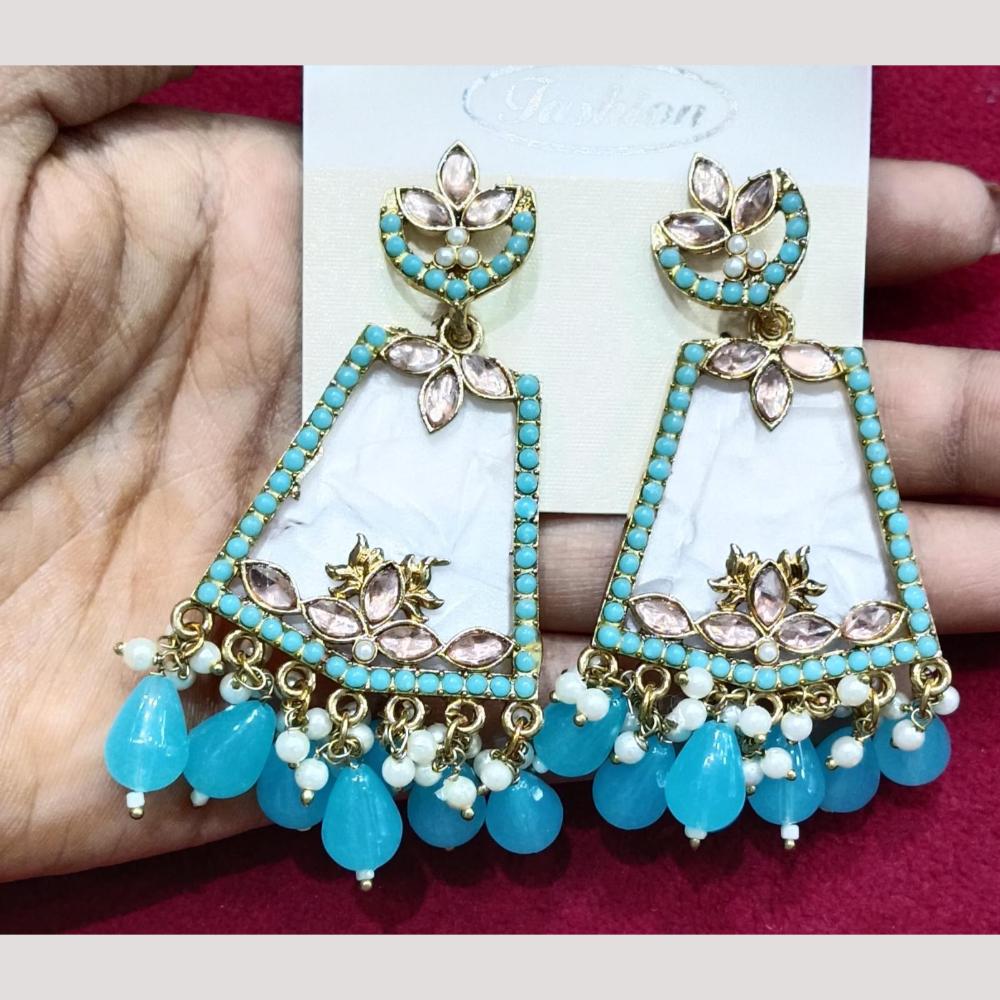 Bhagwati Bangles Gold Plated Crystal Stone And Beads Dangler Earrings