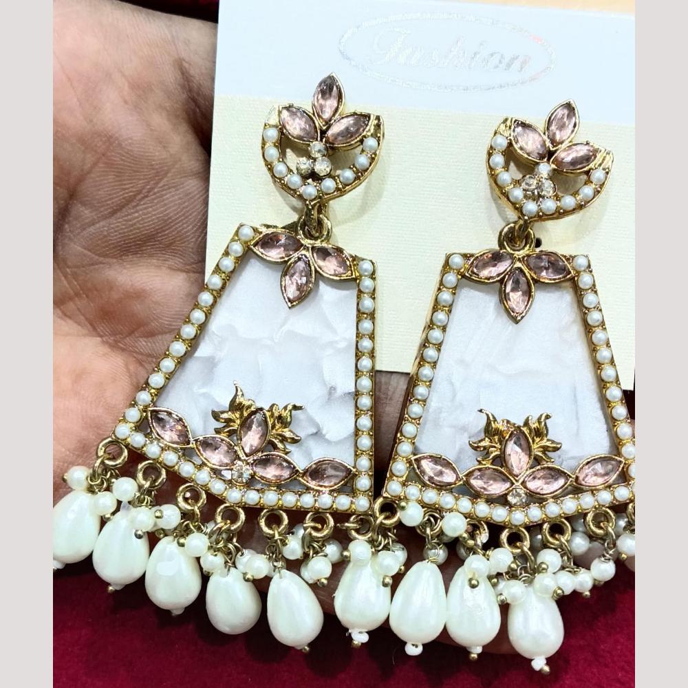 Bhagwati Bangles Gold Plated Crystal Stone And Beads Dangler Earrings