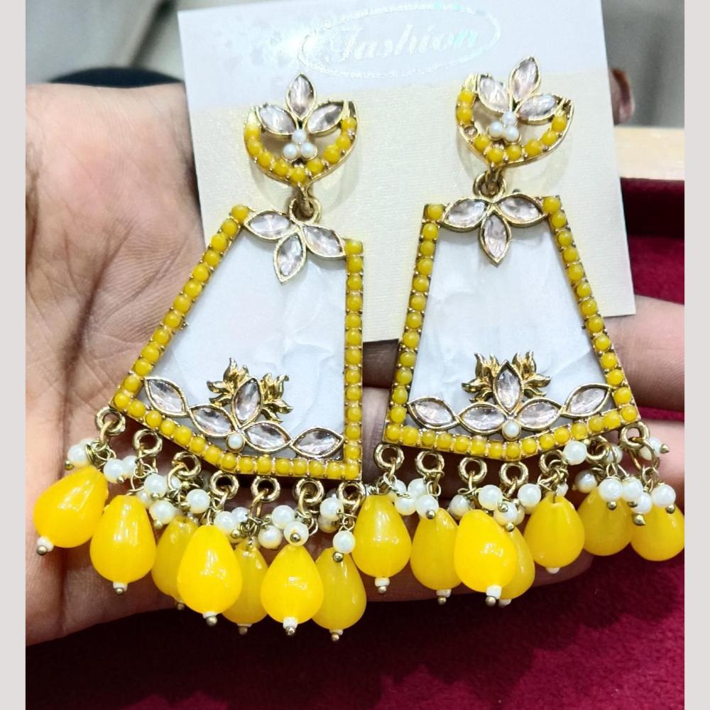 Bhagwati Bangles Gold Plated Crystal Stone And Beads Dangler Earrings