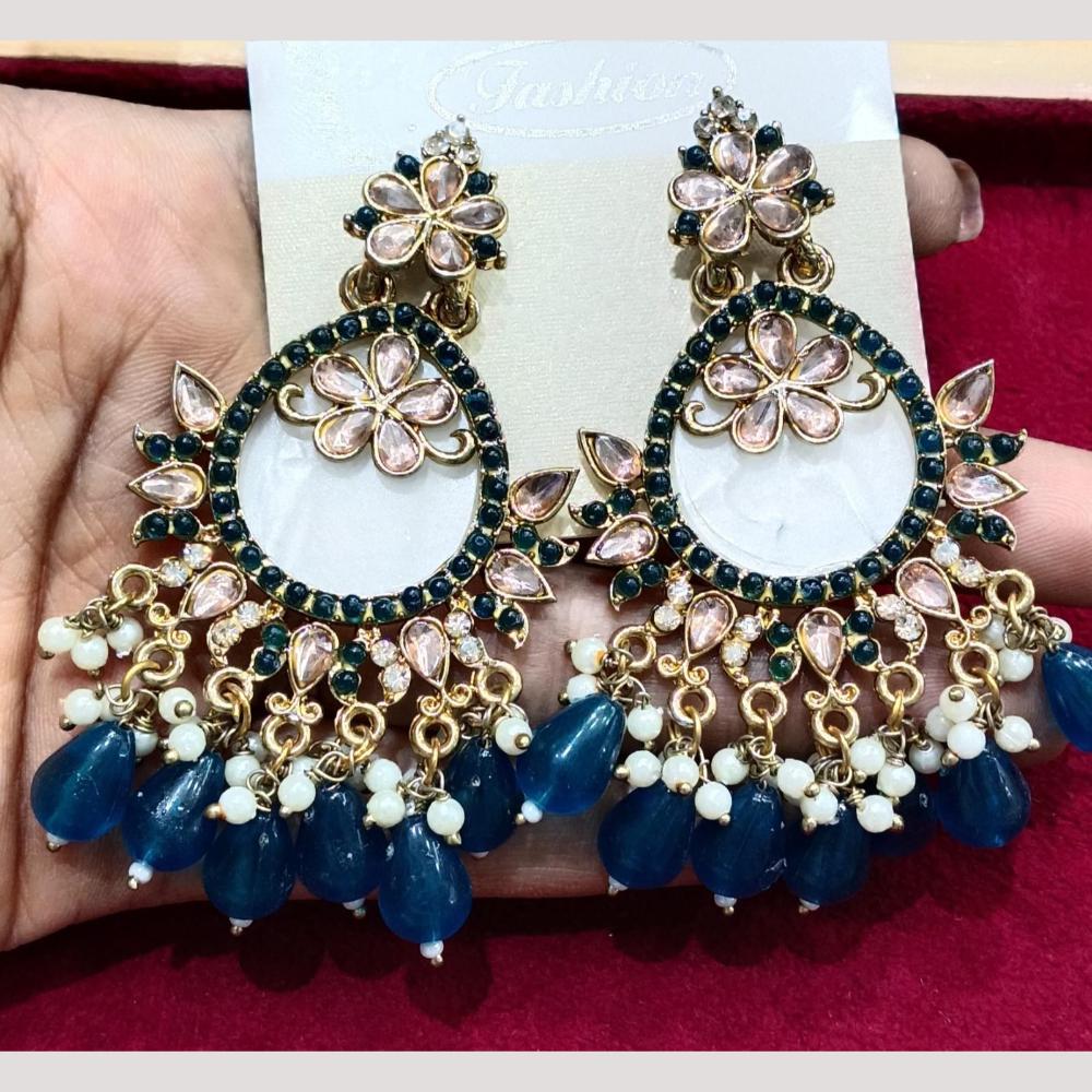 Bhagwati Bangles Gold Plated Crystal Stone And Beads Dangler Earrings