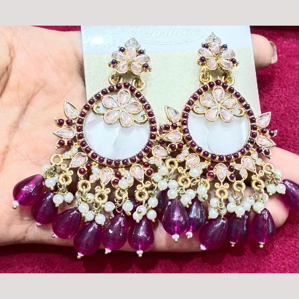 Bhagwati Bangles Gold Plated Crystal Stone And Beads Dangler Earrings