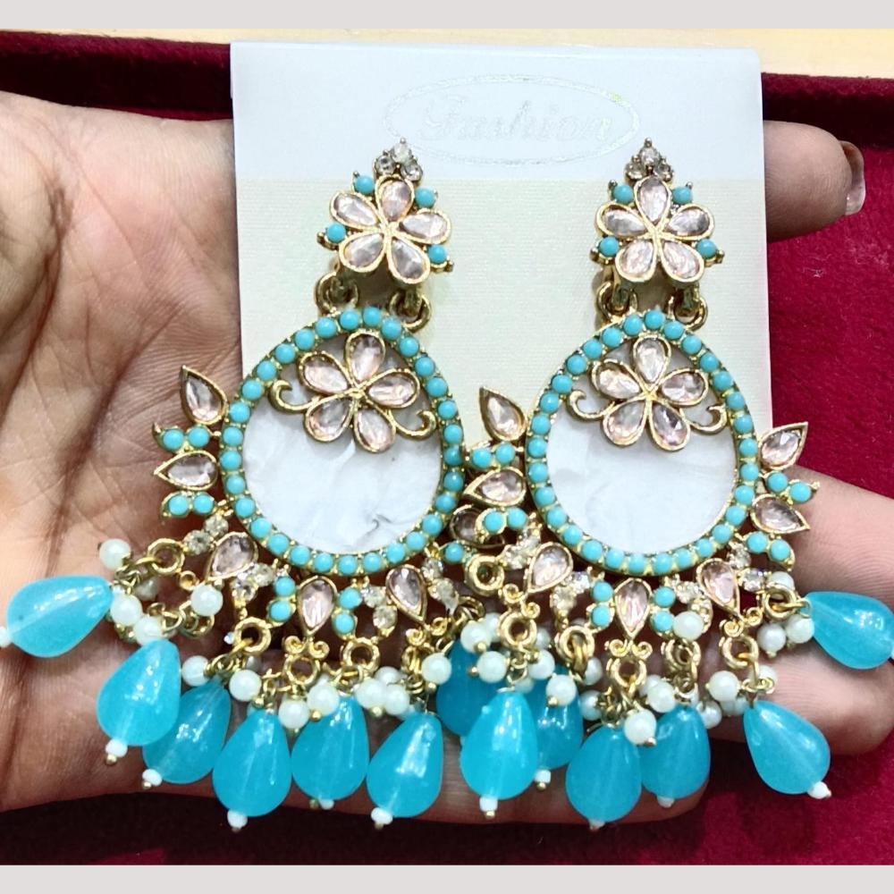 Bhagwati Bangles Gold Plated Crystal Stone And Beads Dangler Earrings