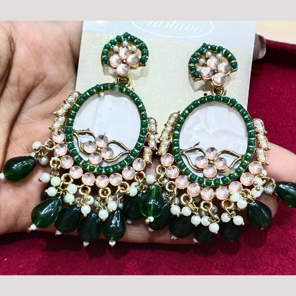 Bhagwati Bangles Gold Plated Crystal Stone And Beads Dangler Earrings