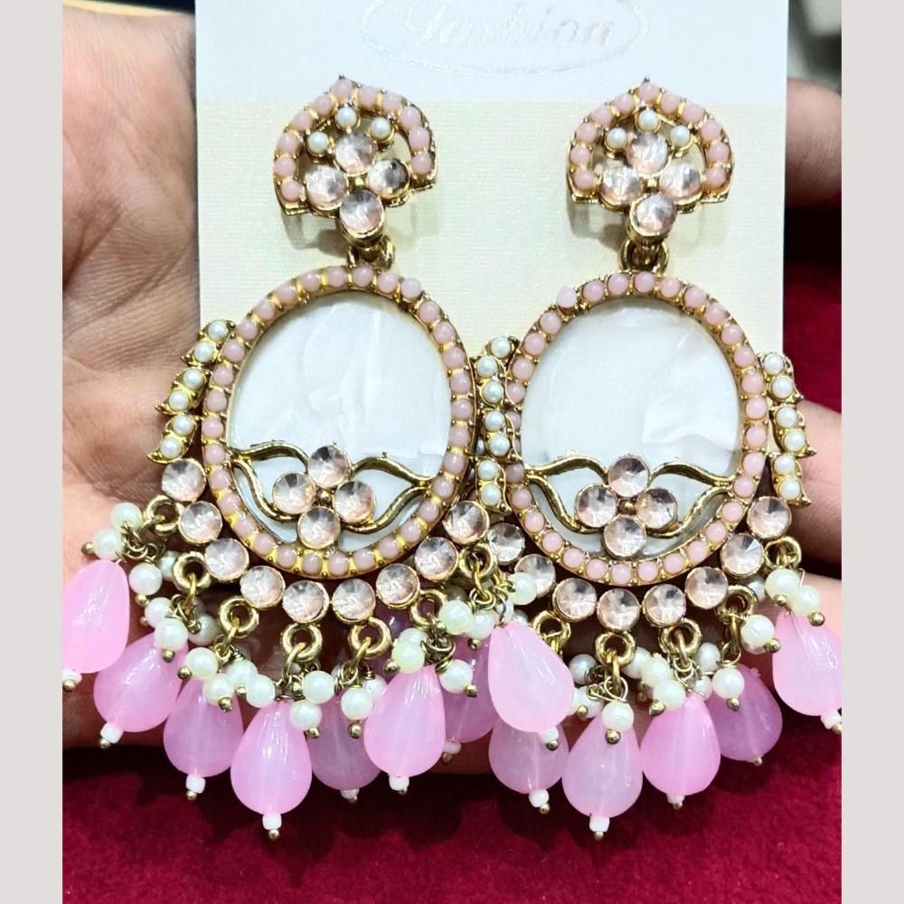 Bhagwati Bangles Gold Plated Crystal Stone And Beads Dangler Earrings