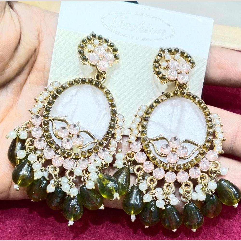 Bhagwati Bangles Gold Plated Crystal Stone And Beads Dangler Earrings