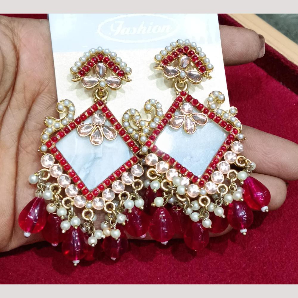 Bhagwati Bangles Gold Plated Crystal Stone And Beads Dangler Earrings