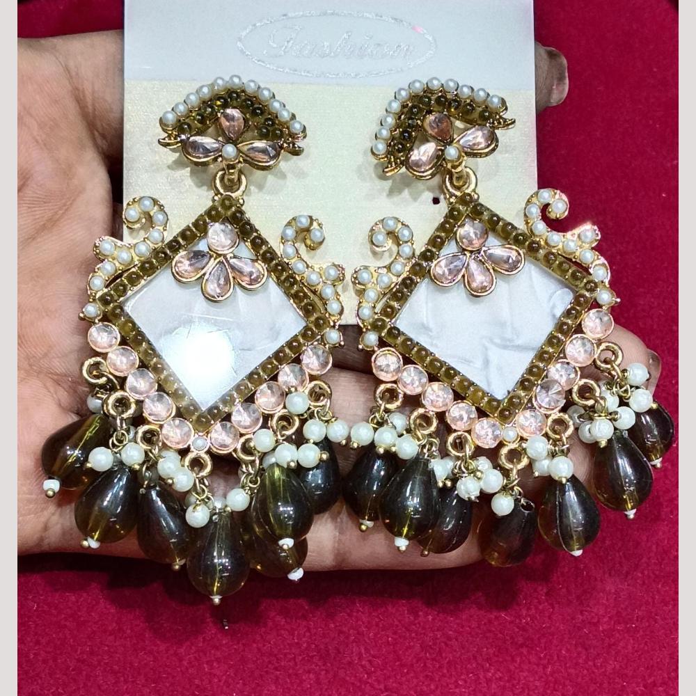 Bhagwati Bangles Gold Plated Crystal Stone And Beads Dangler Earrings