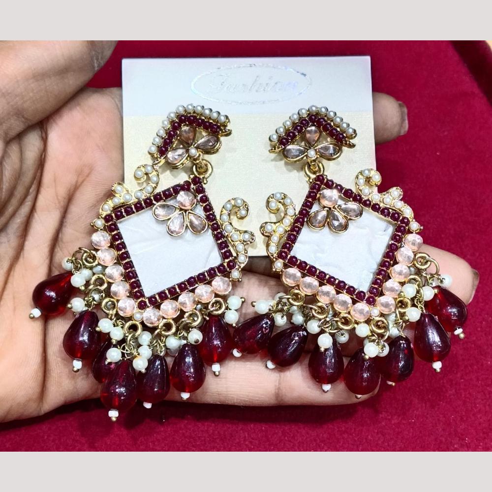 Bhagwati Bangles Gold Plated Crystal Stone And Beads Dangler Earrings