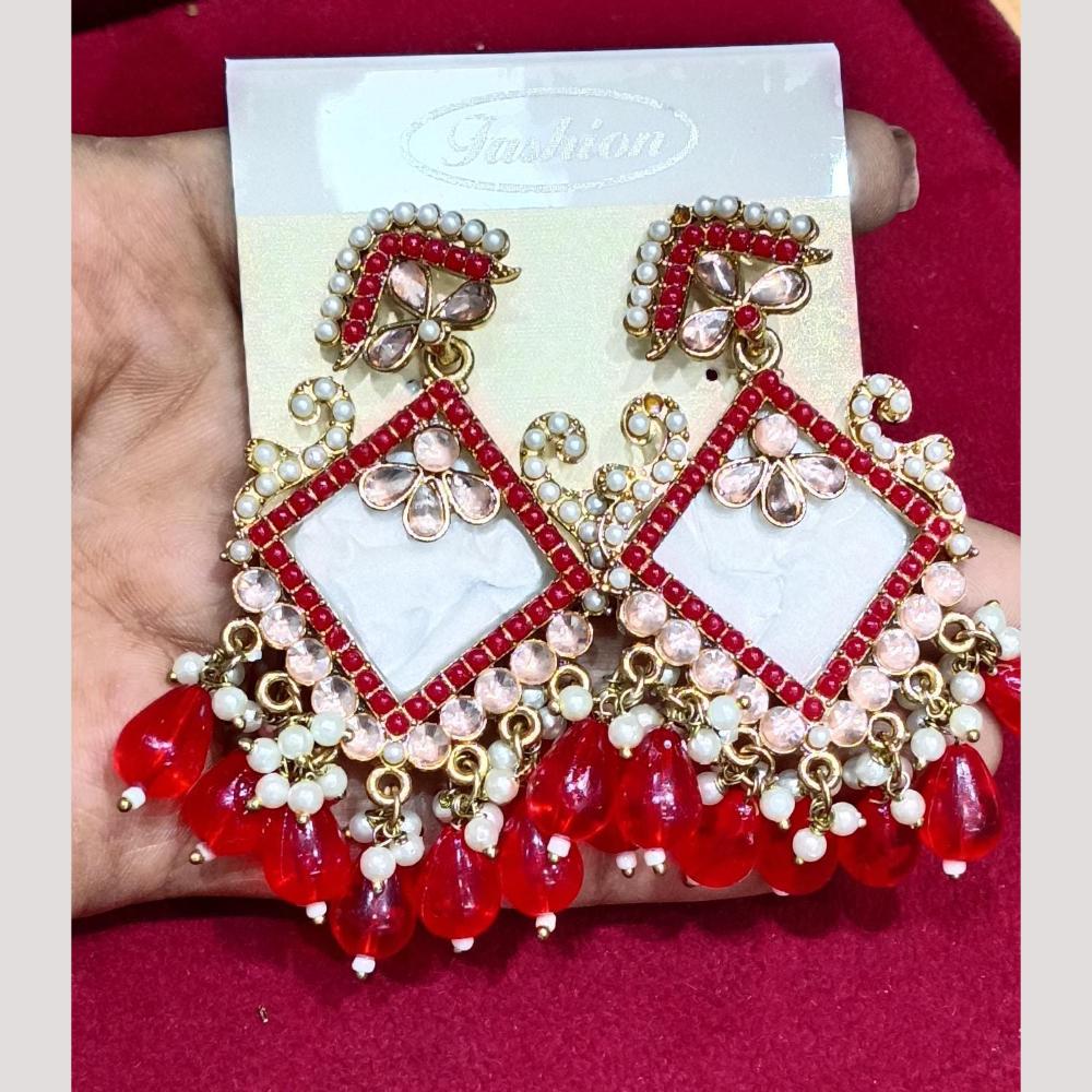 Bhagwati Bangles Gold Plated Crystal Stone And Beads Dangler Earrings