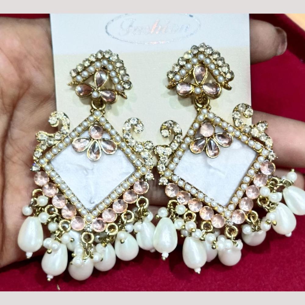 Bhagwati Bangles Gold Plated Crystal Stone And Beads Dangler Earrings