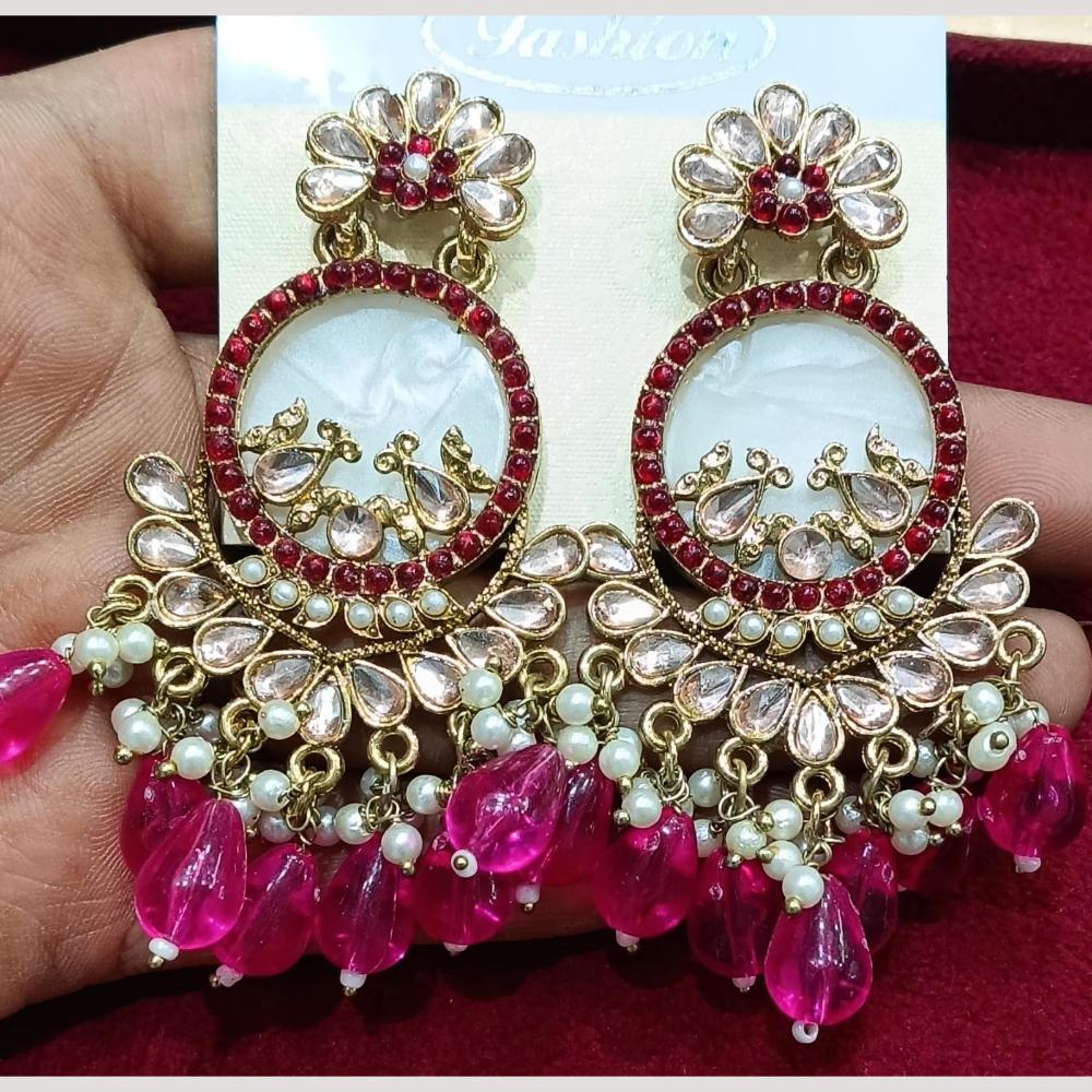 Bhagwati Bangles Gold Plated Crystal Stone And Beads Dangler Earrings