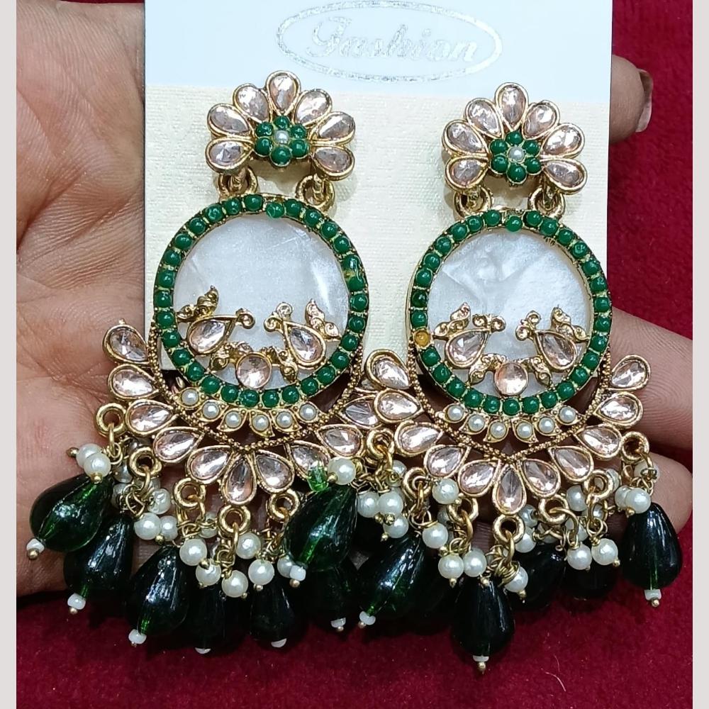 Bhagwati Bangles Gold Plated Crystal Stone And Beads Dangler Earrings